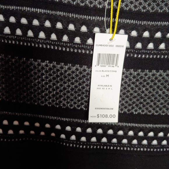 NEW Bcbgeneration | Black White Knit V-Neck Sweater Dress Fit & Flare Medium - Picture 14 of 15